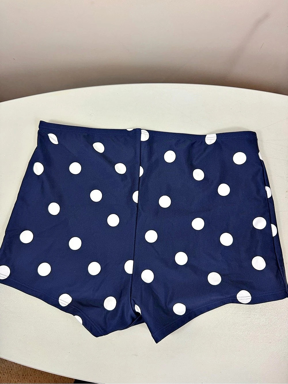 LANDS' END Women's High-Waist Swim Boy Shorts Polka Dot Small NWT